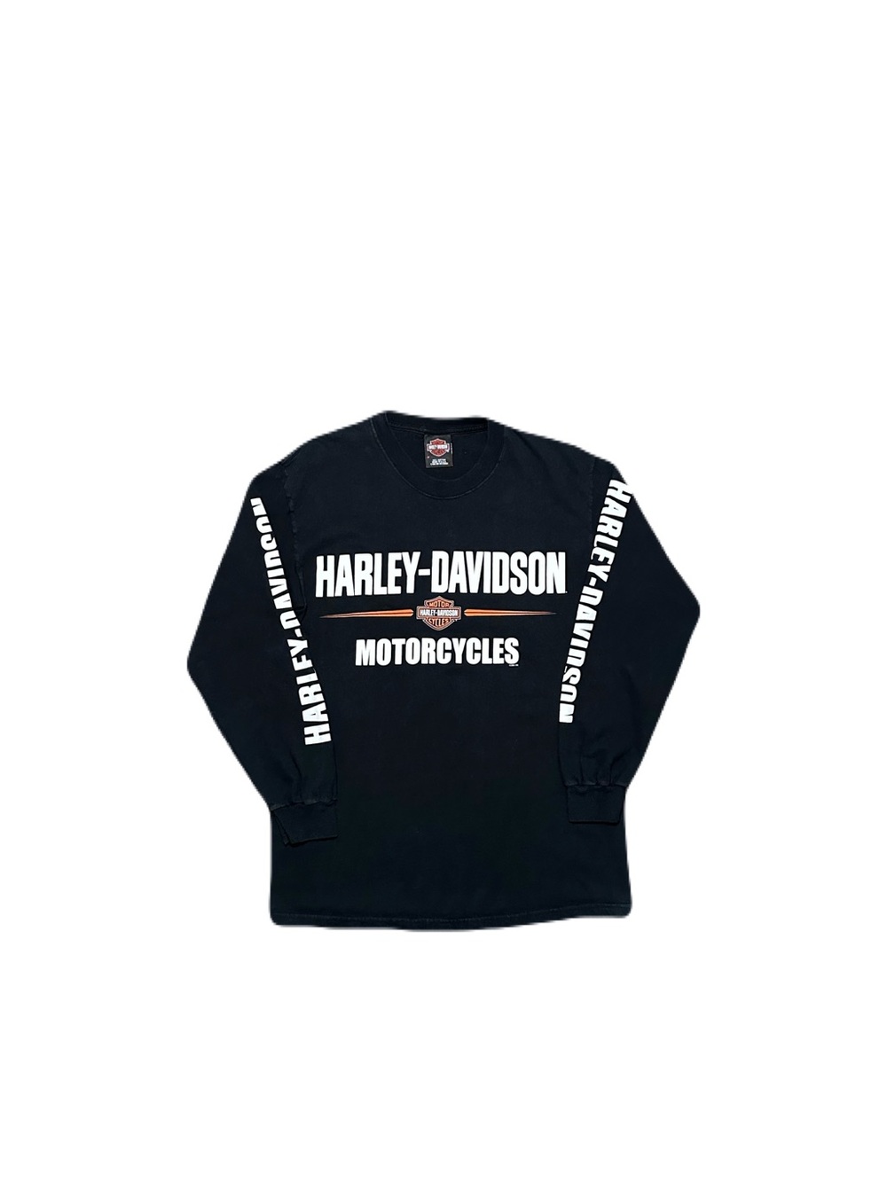 Vintage Harley Davidson Long Spell Out Long Sleeve Shirt 2004 USA Made Flame